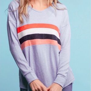 Super Soft and Cozy Light Blue Striped Top - Large